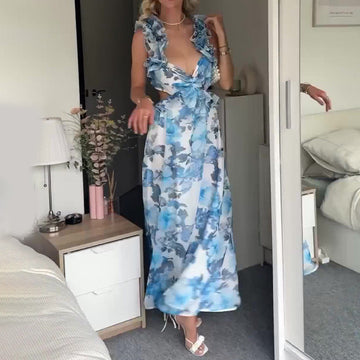 2024 Summer Dress Slim Light Luxury Sexy Floral Long Dress